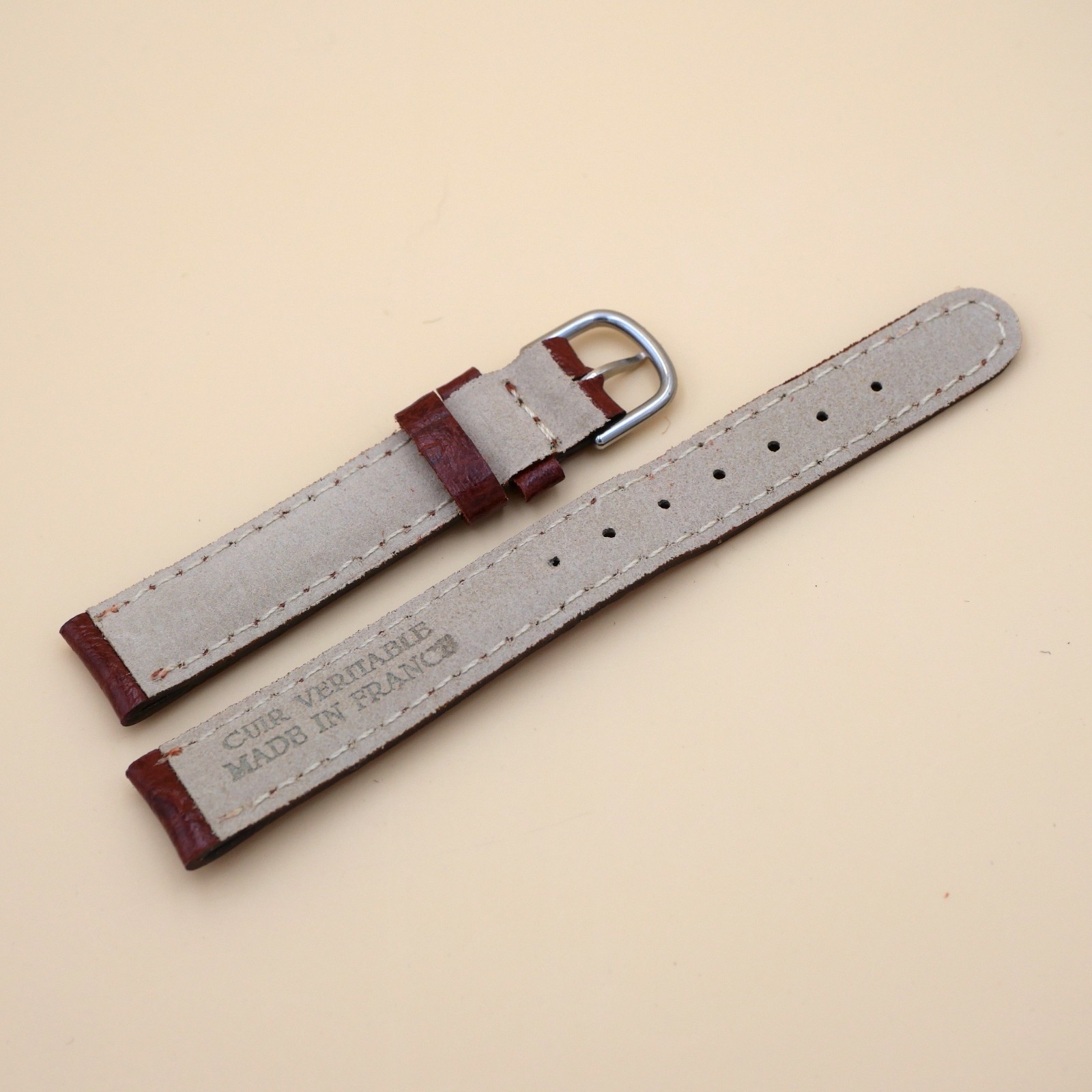 Bracelet en Veau Véritable 14 mm Marron rouge - Fabriqué en France - XS – Image 2