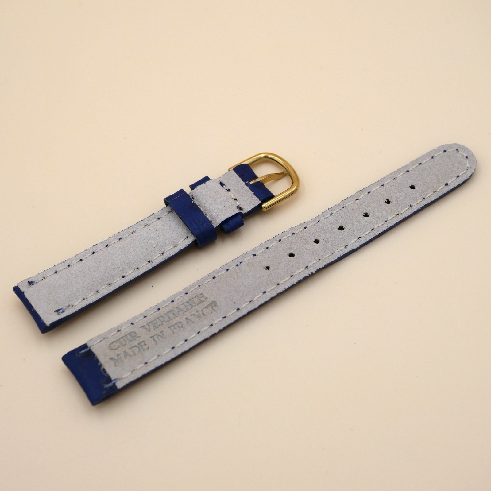 Bracelet en Veau Véritable 14 mm Bleu nuit - Fabriqué en France - XS – Image 2
