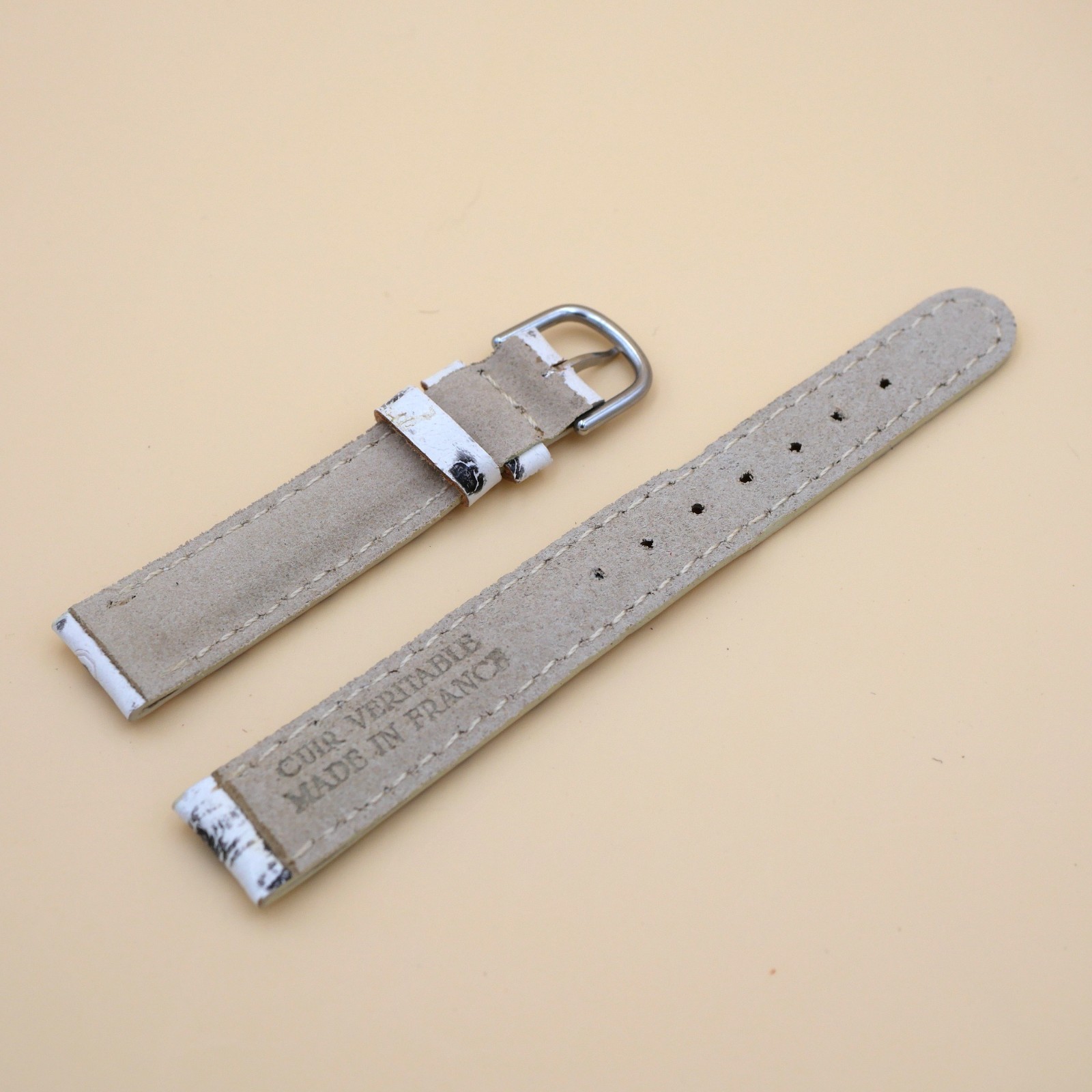 Bracelet en Veau Véritable 14 mm Blanc - Fabriqué en France - Taille XS – Image 2