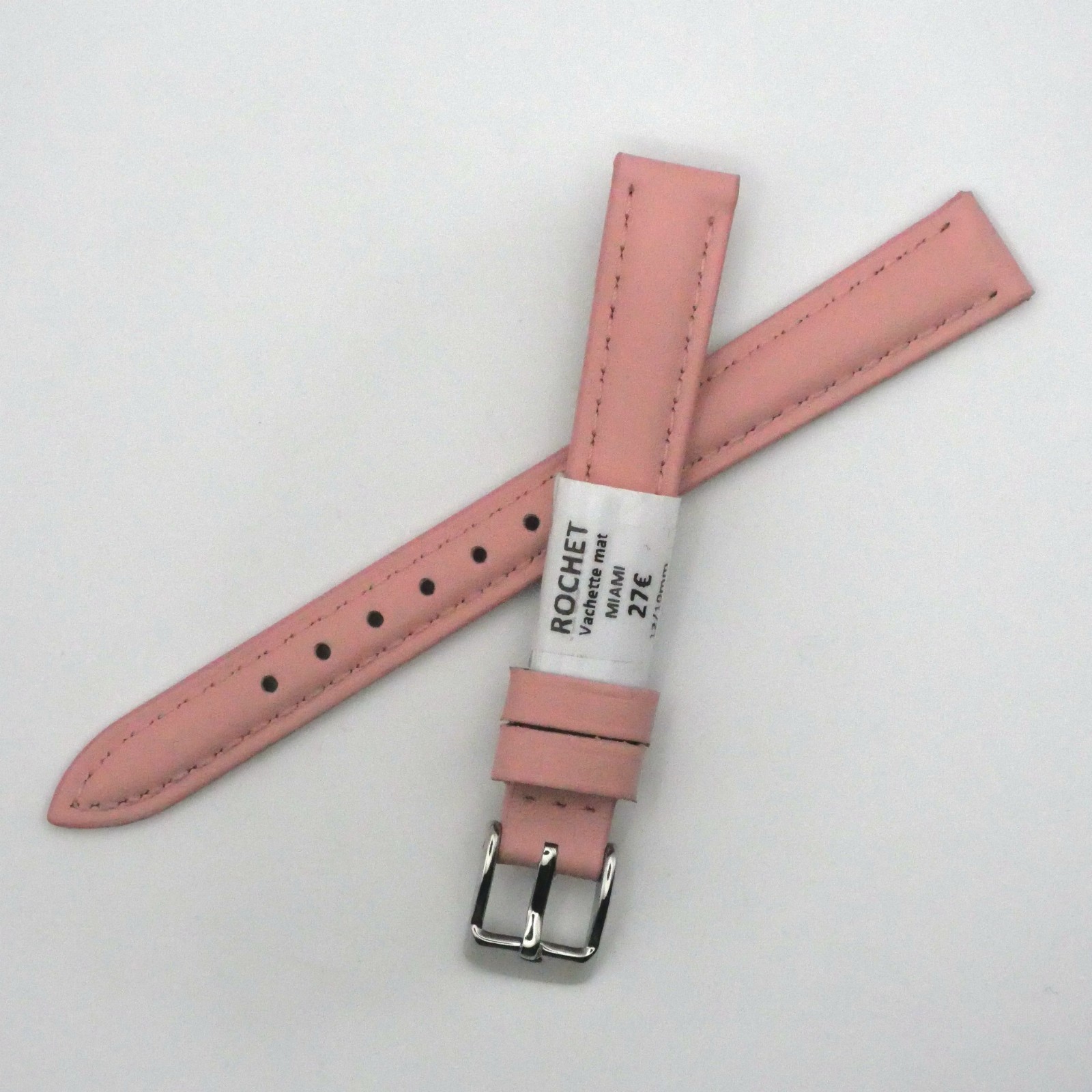 Bracelet de montre en cuir Véritable Vachette mat - 12 mm Rose - Rochet