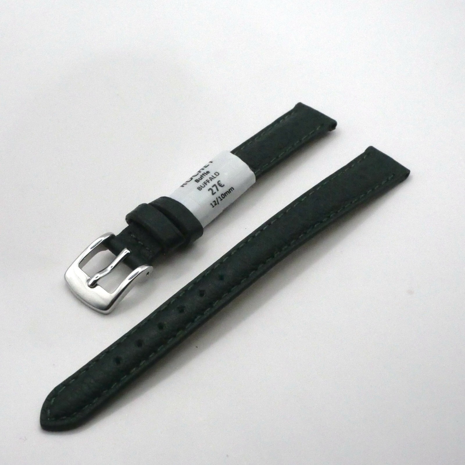 Bracelet de montre en cuir véritable buffle - 12 mm Vert - Rochet – Image 2