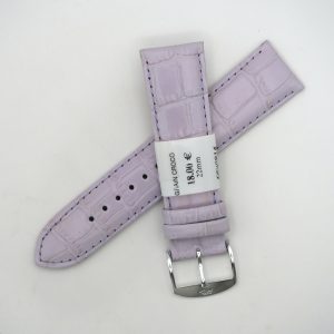 Bracelet de montre en cuir véritable grain croco - 22 mm Parme - Rochet