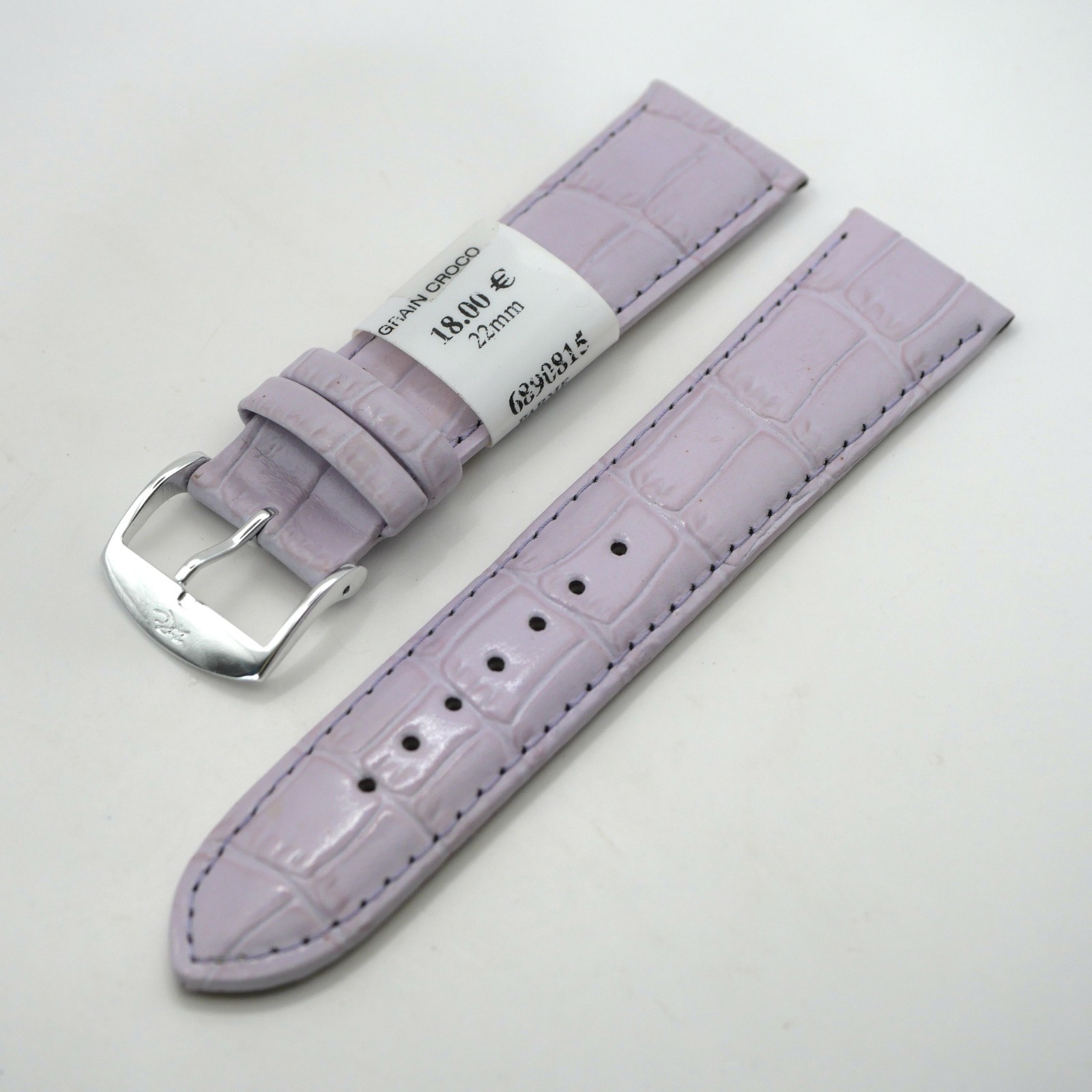 Bracelet de montre en cuir véritable grain croco - 22 mm Parme - Rochet – Image 2