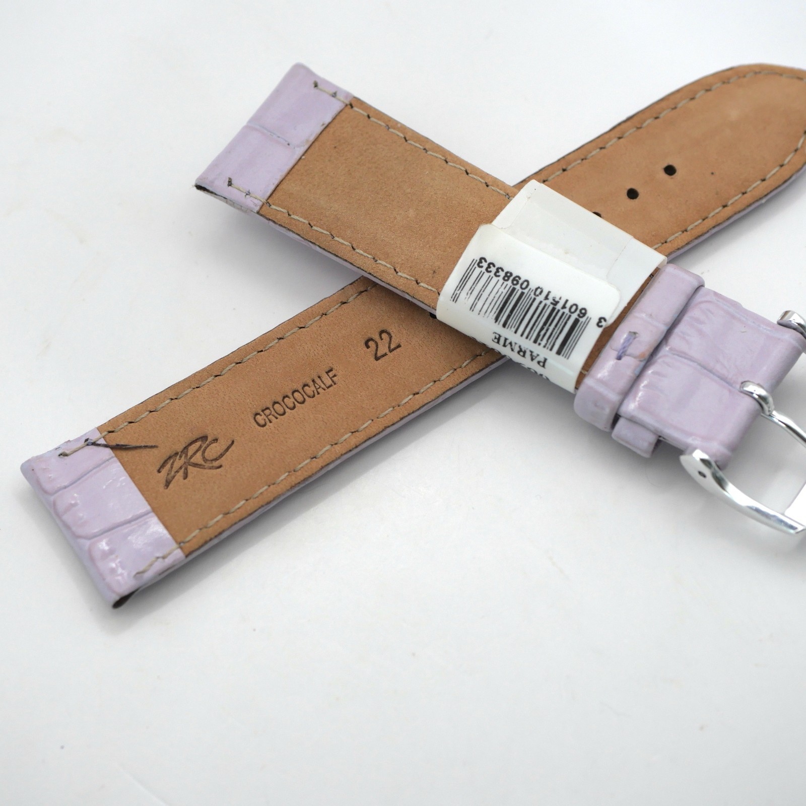 Bracelet de montre en cuir véritable grain croco - 22 mm Parme - Rochet – Image 3