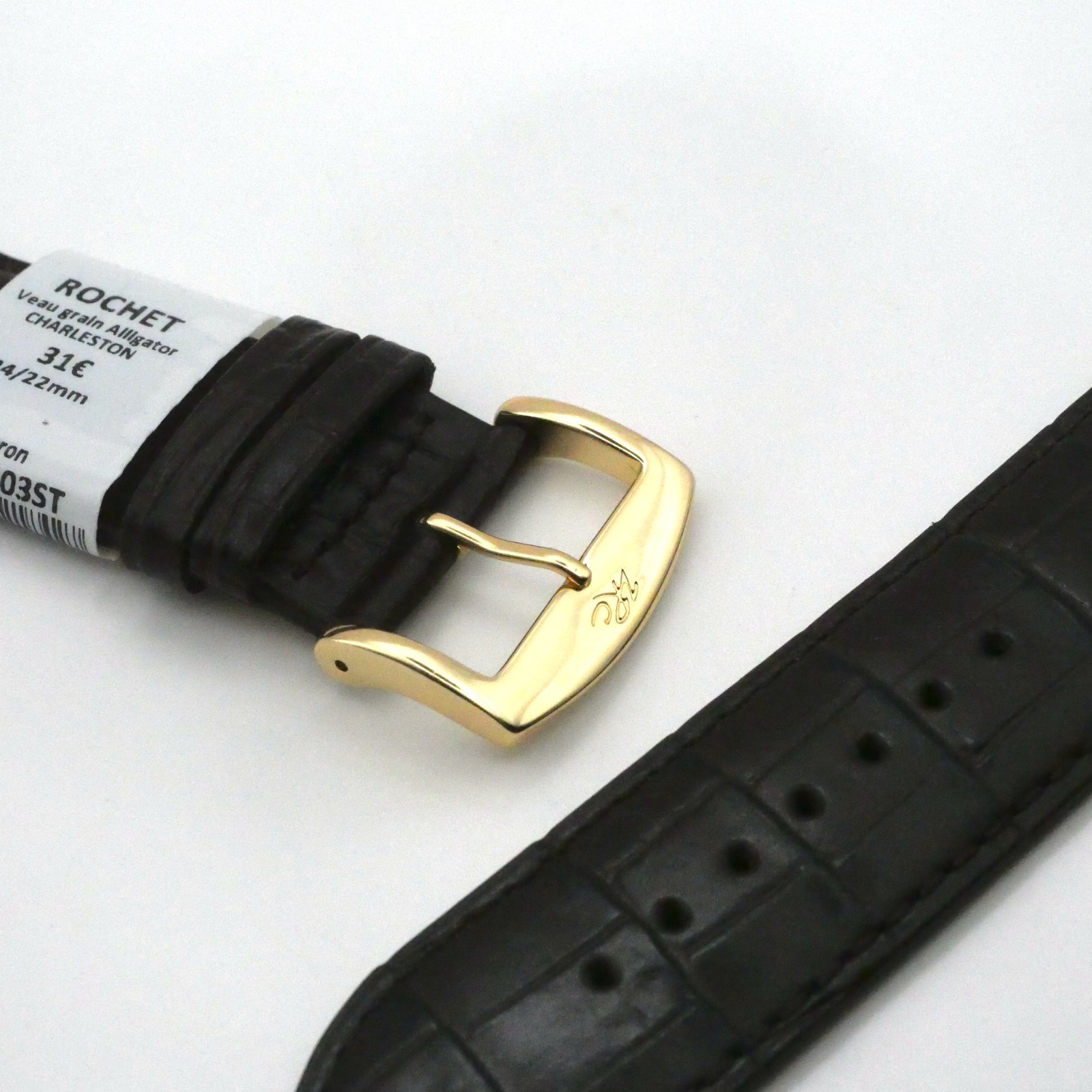 Bracelet de montre en cuir véritable veau - 24 mm Marron foncé - Rochet – Image 3