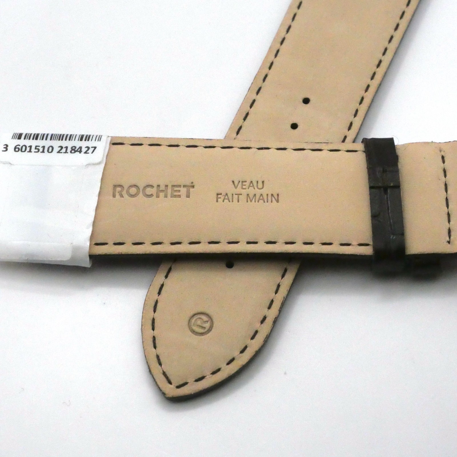 Bracelet de montre en cuir véritable veau - 24 mm Marron foncé - Rochet – Image 5