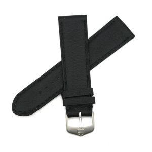 Bracelet Cuir Véritable 22 mm Noir FLEURUS Taureau Doublure Nubuck