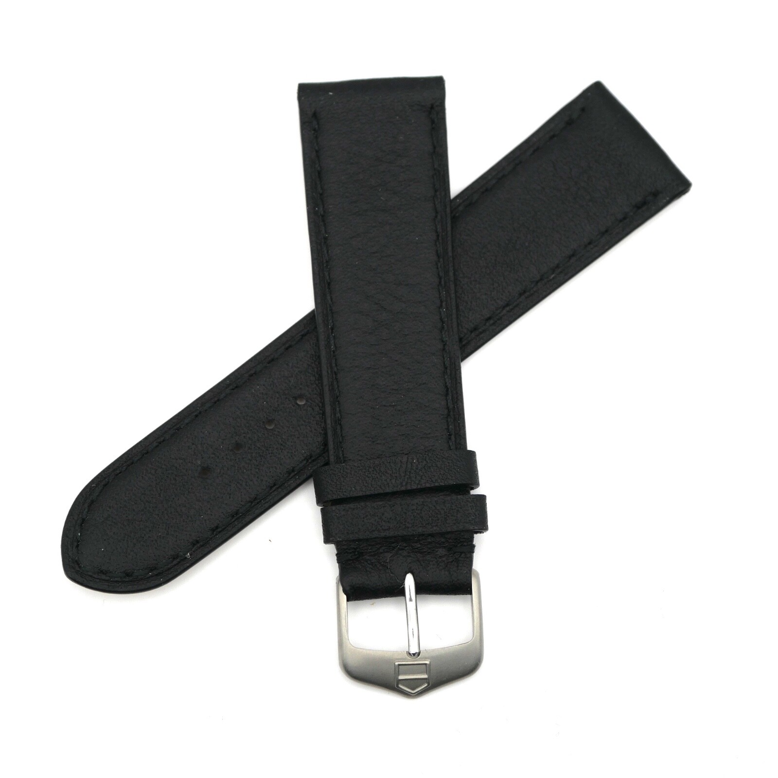 Bracelet Cuir Véritable 22 mm Noir FLEURUS Taureau Doublure Nubuck