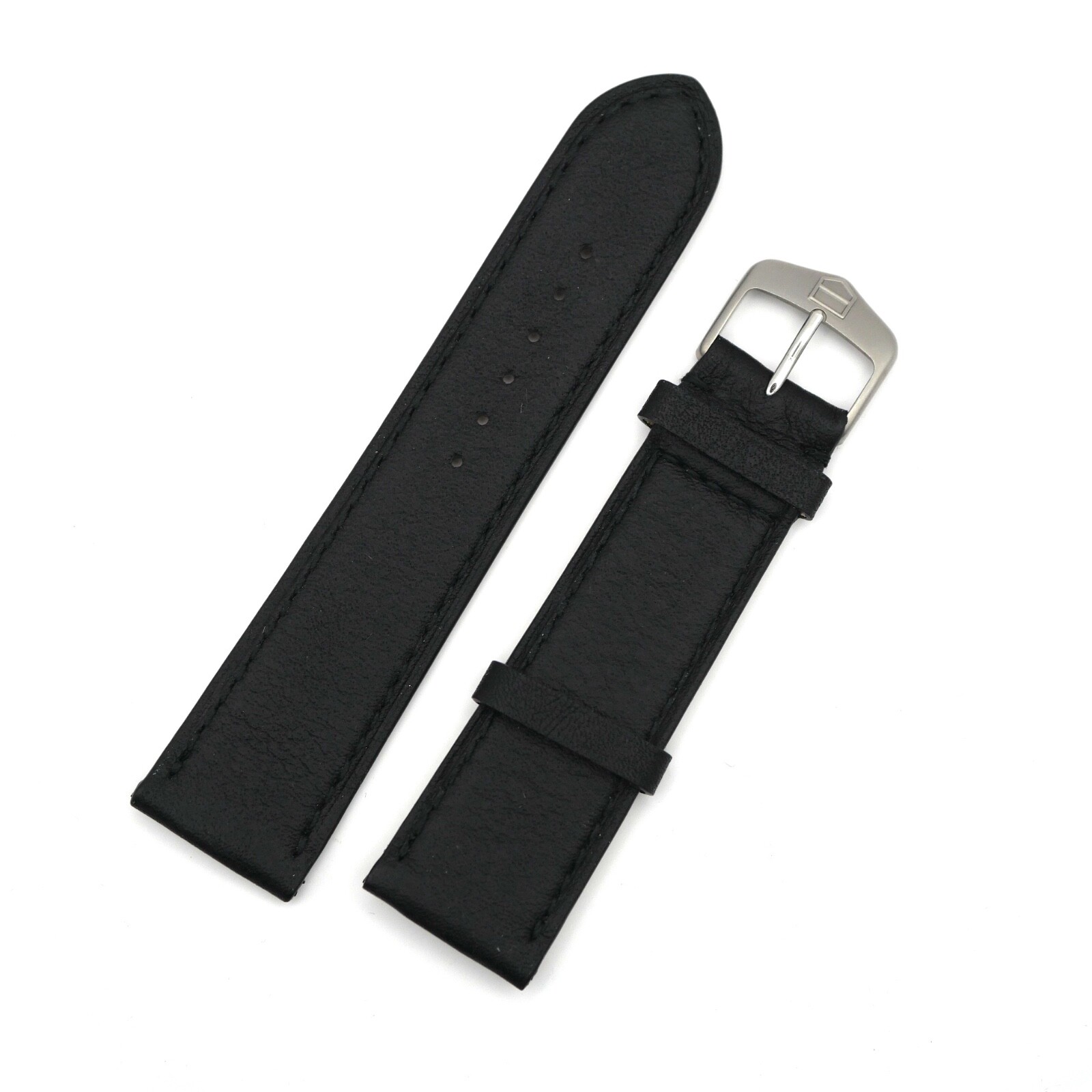 Bracelet Cuir Véritable 22 mm Noir FLEURUS Taureau Doublure Nubuck – Image 2