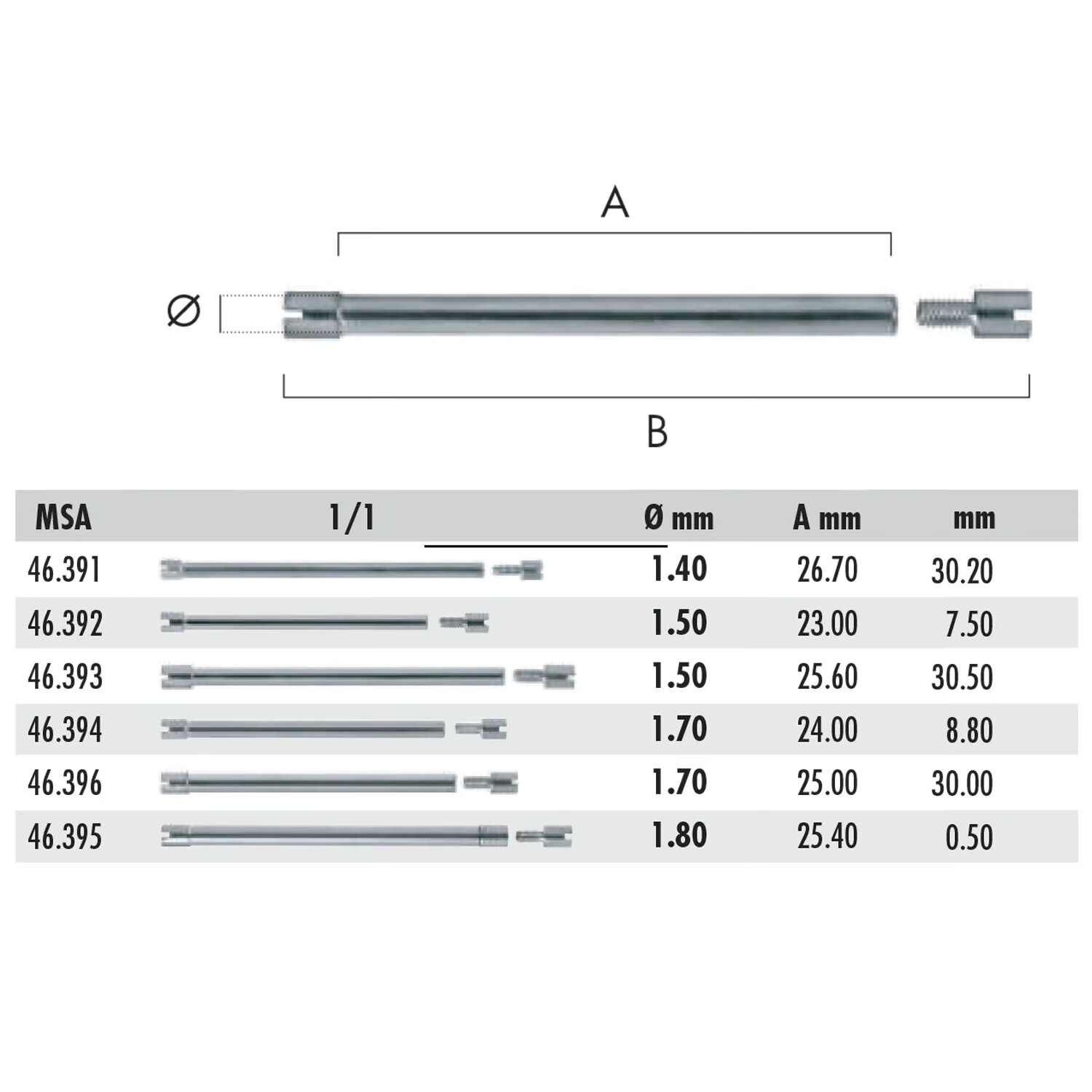 Barrette à vis (Screw-on bars) - Ø1 à 1,5mm - Longueur 10 à 32mm - Acier inox – Image 2