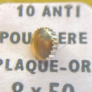 Couronne de montre anti poussière Ø50 filetage 0,80 - Plaqué or rose [NOS]