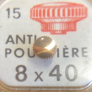 Couronne de montre anti poussière Ø40 filetage 0,80 - Plaqué or rose [NOS] (1)