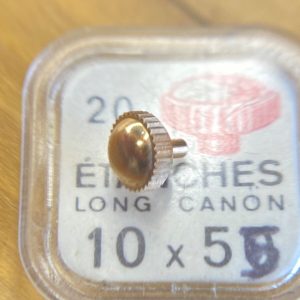 Couronne montre Étanche canon long Ø55 filetage 1 - Plaqué Or rose [NOS]