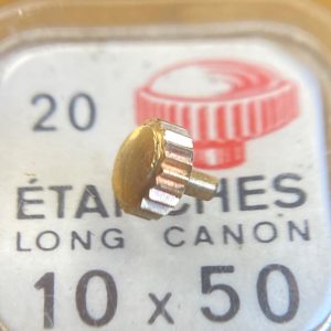 Couronne montre Étanche canon long Ø50 filetage 1 - Plaqué Or doré [NOS]