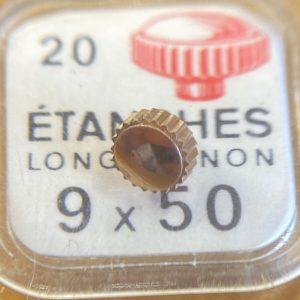 Couronne montre Étanche canon long Ø50 filetage 0,90 - Plaqué Or rose [NOS]