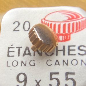 Couronne montre Étanche canon long Ø55 filetage 0,90 - Plaqué Or rose [NOS]
