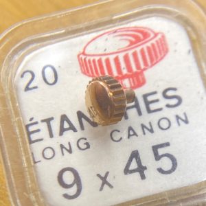 Couronne montre Étanche canon long Ø45 filetage 0,90 - Plaqué Or rose [NOS]