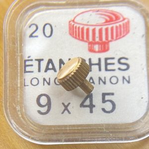 Couronne montre Étanche canon long Ø45 filetage 0,90 - Plaqué Or rose [NOS]