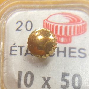 Couronne de montre Étanche canon court Ø50 filetage 1 - Plaqué Or rose [NOS]