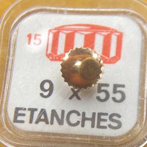 Couronne de montre Étanche canon court Ø55 filetage 0,90 - Plaqué Or rose [NOS]