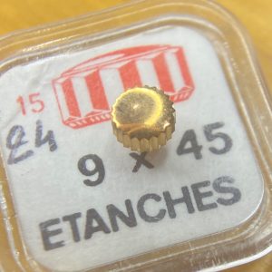 Couronne montre Étanche canon court Ø45 filetage 0,90 - Plaqué Or rose [NOS] (2)
