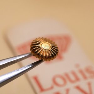 Couronne montre Louis XV Ø60 filetage 0,90 - Plaqué Or rose [NOS]