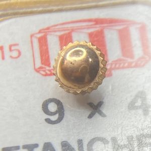 Couronne de montre Étanche canon court Ø45 filetage 0,90 - Plaqué Or rose [NOS]