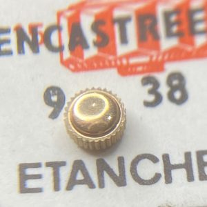 Couronne de montre Étanche canon court Ø38 filetage 0,90 - Plaqué Or rose [NOS]