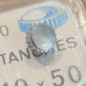 Couronne de montre étanche canon court Ø50  filetage 1 - Chromé [NOS] (2)