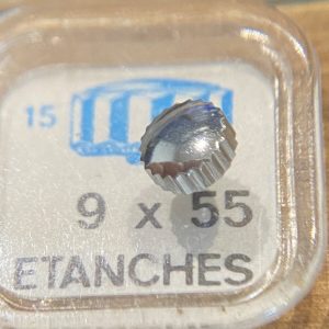 Couronne de montre étanche canon court Ø55  filetage 0,90 - Chromé [NOS]