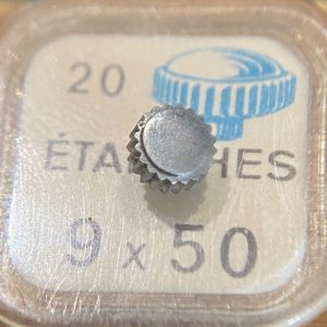 Couronne de montre étanche canon court Ø50  filetage 0,90 - Chromé [NOS] (3)