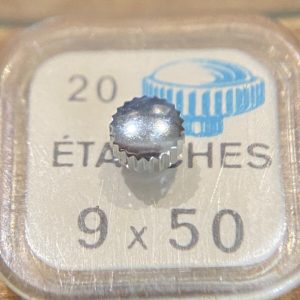 Couronne de montre étanche canon court Ø50  filetage 0,90 - Chromé [NOS] (2)