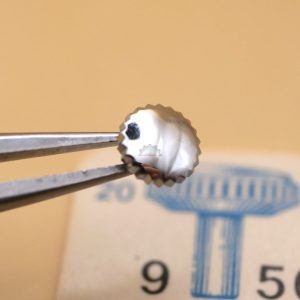 Couronne de montre simple canon long Ø50 Filetage 0,90 - Chromé [NOS]