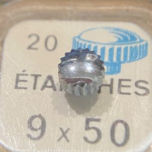 Couronne de montre étanche canon court Ø50  filetage 0,90 - Chromé [NOS] (1)
