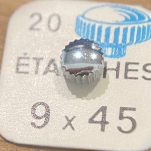 Couronne de montre étanche canon court Ø45 filetage 0,90 - Chromé [NOS] (2)
