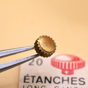 Couronne montre Étanche canon long Ø50 filetage 1,2 - Plaqué Or rose [NOS]