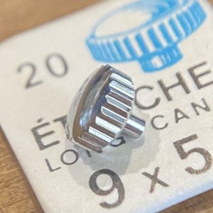 Couronne de montre étanche canon long Ø55 filetage 0,90 - Chromé mat [NOS]