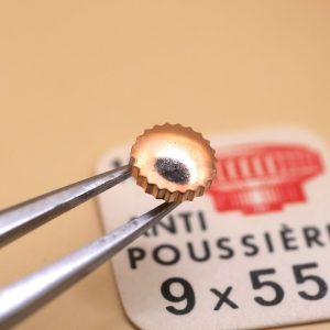 Couronne montre Anti-poussière Ø55 filetage 0,90 - Plaqué Or rose [NOS]