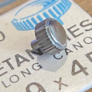 Couronne de montre étanche canon long  Ø45  filetage 0,90 - Chromé [NOS]