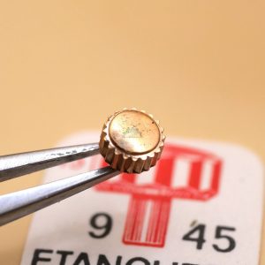 Couronne montre Étanche canon long Ø45 filetage 0,90 - Plaqué Or rose [NOS]