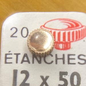 Couronne montre Étanche canon court Ø50 filetage 12 - Plaqué Or rose [NOS] (2)