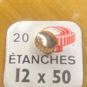 Couronne montre Étanche canon court Ø50 filetage 12 - Plaqué Or rose [NOS] (1)