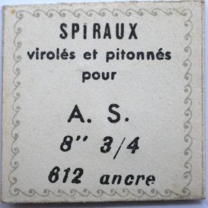 Spiral de Balancier - AS 612 8¾" ancre [NOS] 1 Pièce - Hairspring