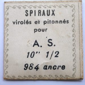 Spiral de Balancier - AS 984 10½" ancre [NOS] 1 Pièce - Hairspring