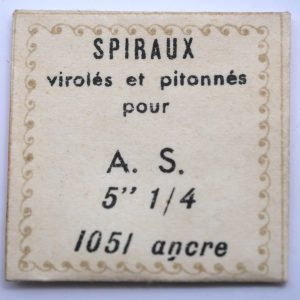 Spiral de Balancier - AS 1051 5¼" ancre [NOS] 1 Pièce - Hairspring