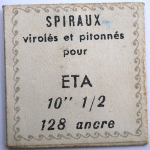 Spiral de Balancier - ETA 128 ancre 10½" [NOS] 1 Pièce - Hairspring