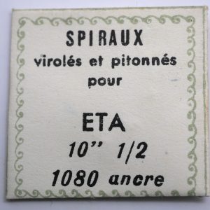 Spiral de Balancier - ETA 1080 ancre 10½" [NOS] 1 Pièce - Hairspring