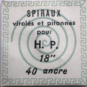 Spiral de Balancier - Parrenin HP 40 ancre 18" [NOS] 1 Pièce - Hairspring
