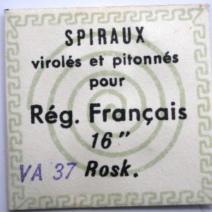 Spiral de Balancier - Rég Français VA 37 Rosk 16" [NOS] 1 Pièce - Hairspring