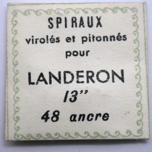 Spiral de Balancier - LANDERON 48 ancre 13" [NOS] 1 Pièce - Hairspring
